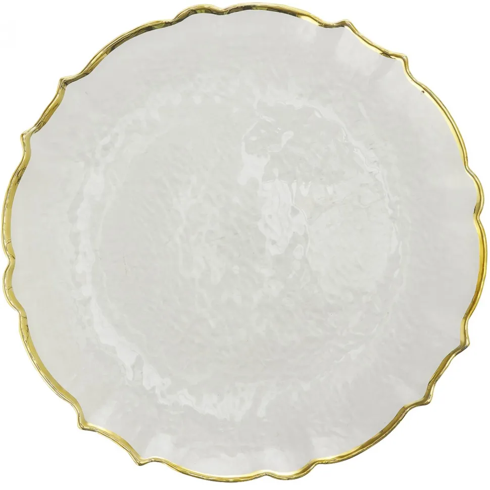 Decostar™ Glass Charger Plate 13" - Gold Scalloped Edge - 8 Pieces