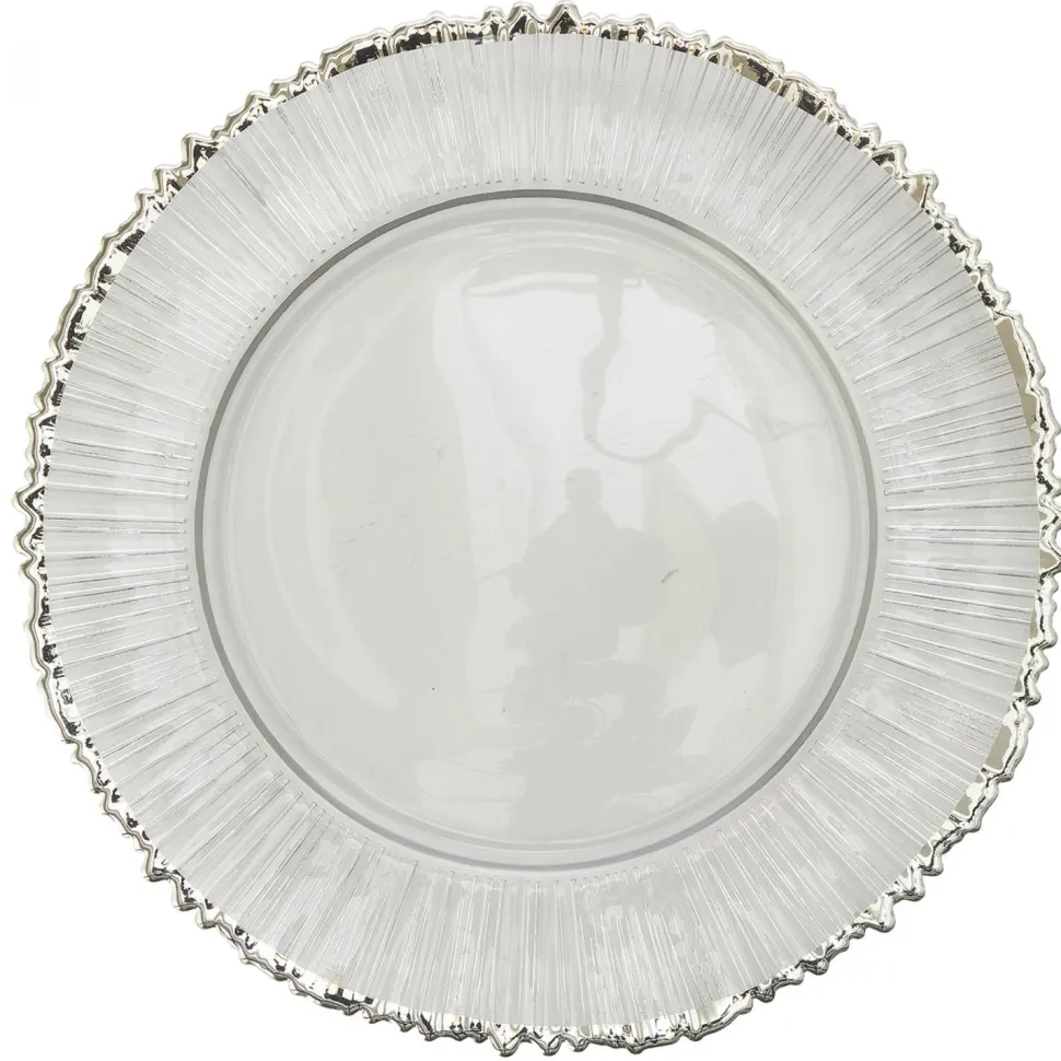 Decostar™ Glass Charger Plate 13" - Silver - 8 Pieces