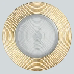 Decostar™ Glass Charger Plate 13" - 8 Pieces- Thick Gold Rim