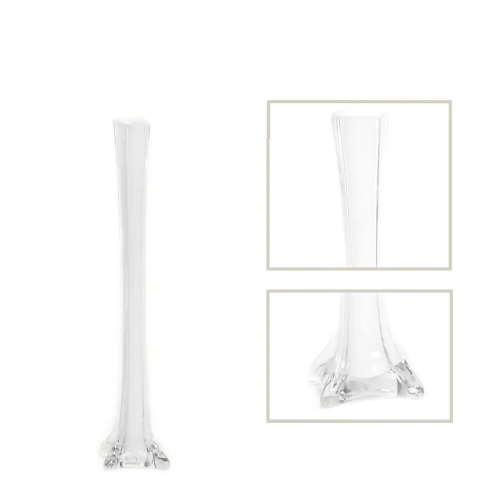 Decostar™ Glass Eiffel Tower Vase 16" - 24 Pieces - White