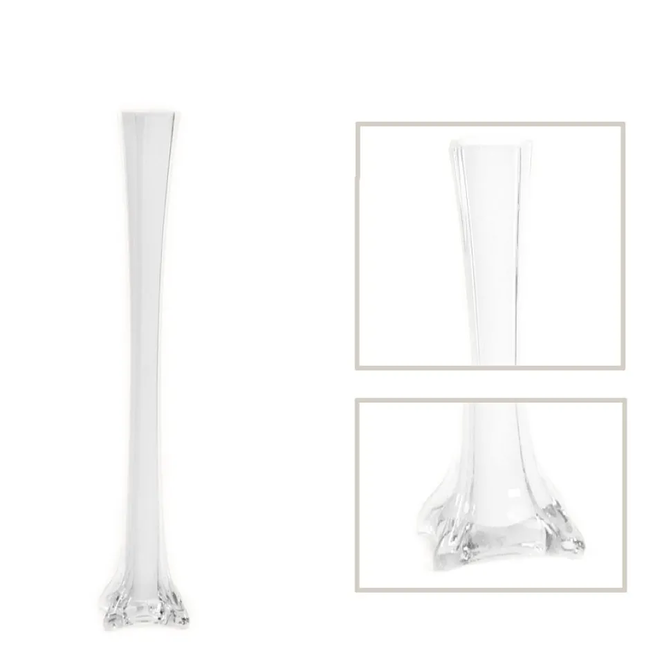 Decostar™ Glass Eiffel Tower Vase 20" - 12 Pieces - White