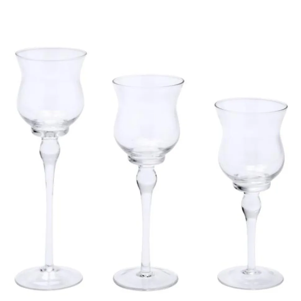 Decostar™ Glass Hourglass Candle Holders 3pc/set - 8", 9", 10"