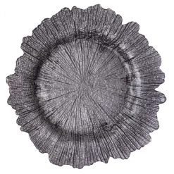 Decostar™ Glass Reef Charger Plate 13" - 8 Pack - Charcoal