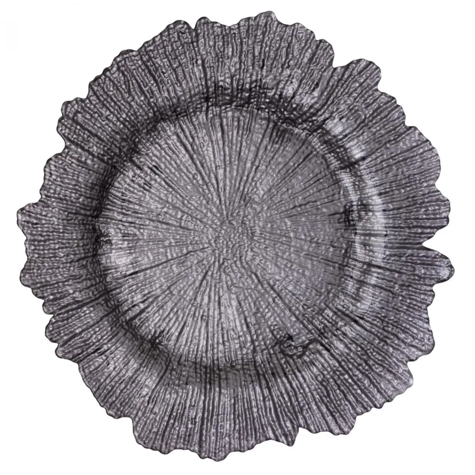 Decostar™ Glass Reef Charger Plate 13" - 8 Pack - Charcoal