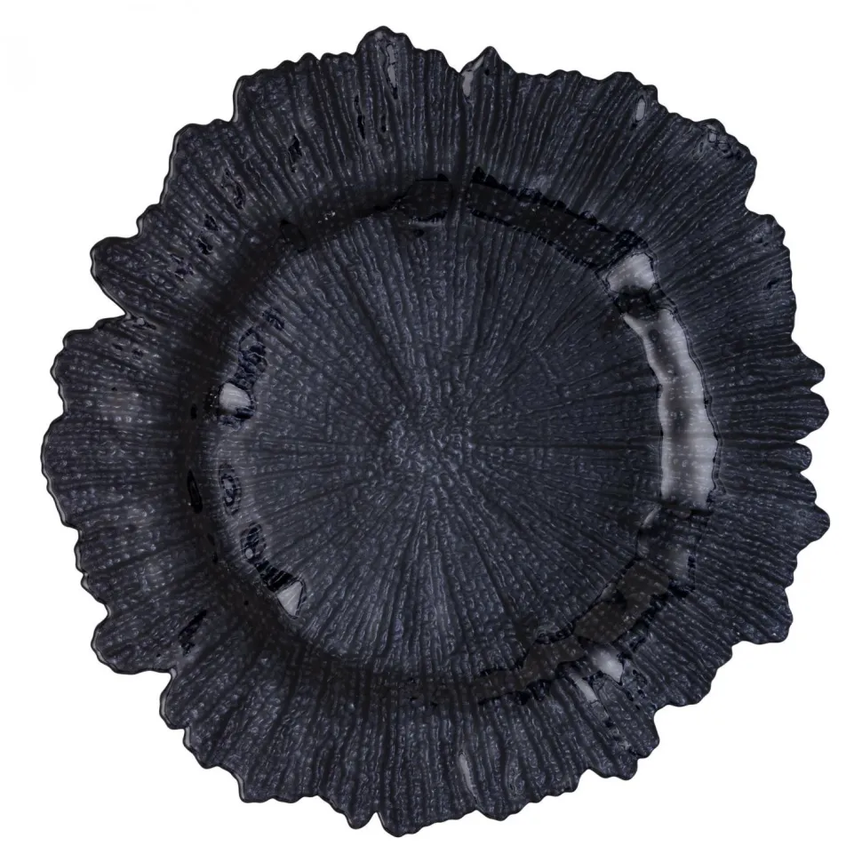 Decostar™ Glass Reef Charger Plate 13" - 8 Pack - Black