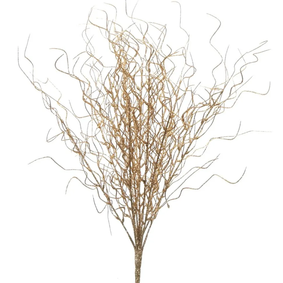 Decostar™ Glittered Curly Willow Bunch 21" - 24 Pieces - Gold