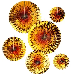 Decostar™ Hanging Paper Fan 6 Piece Set, 18 Sets - Gold