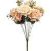 Decostar™ 10 Head Antique Rose And Hydrangea Bush 18" - Blush & Ivory