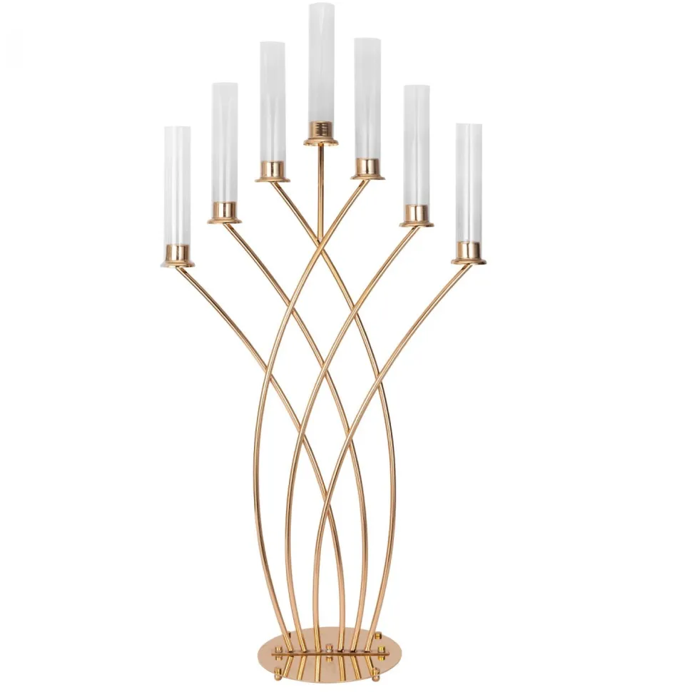 Decostar™ 7 Head Mermaid Candle Holder with Cylinder Shade 49" - Gold