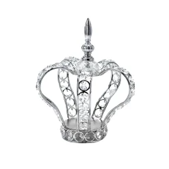 Decostar™ 8¾in Crystal Beaded Crown Centerpiece - Silver