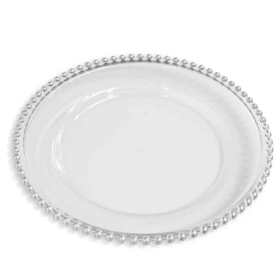 Decostar™ 12.5in Plastic Charger Plate with Beaded Rim 12½" - Silver - 24 Pack