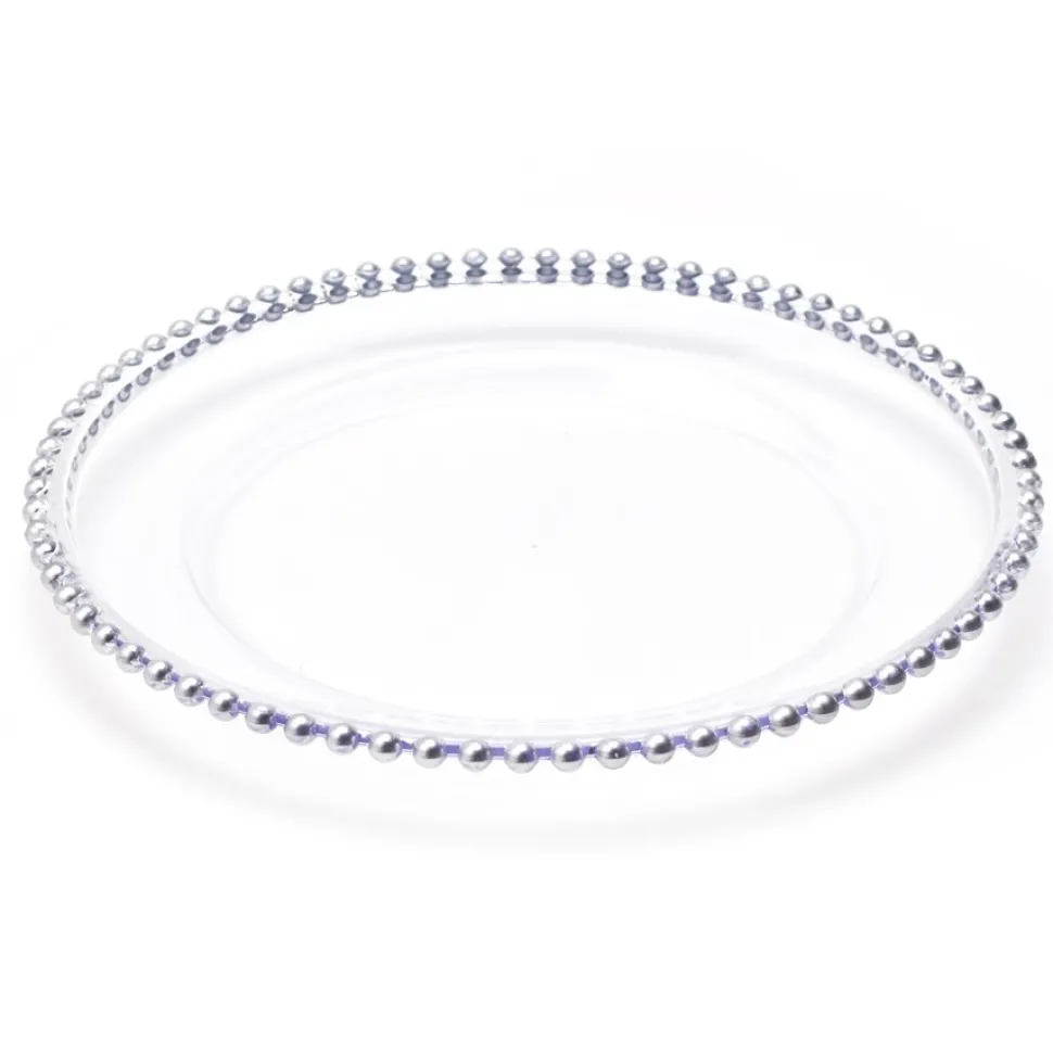 Decostar™ 12.5in Plastic Charger Plate with Beaded Rim 12½" - Silver - 24 Pack