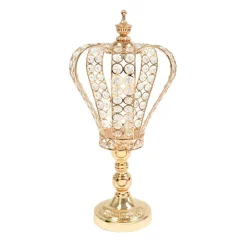 Decostar™ Metal and Crystal Crown Centerpiece Riser 15½" - Gold