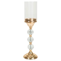 Decostar™ Metal Candle Holder With Cylinder Glass Shade 17¾" - Gold