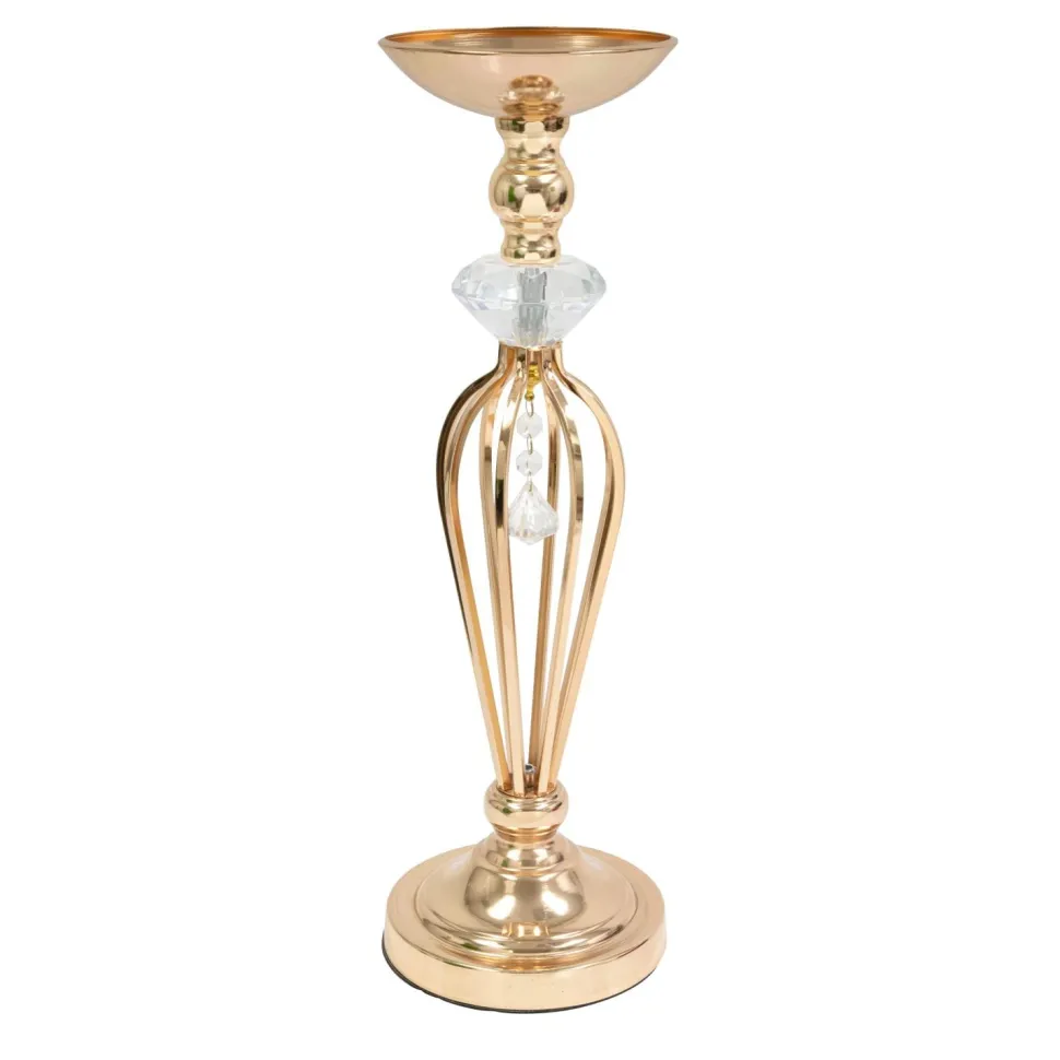 Decostar™ Metal Crystal Ball Flower Bowl Pedestal Stand 20" - Gold