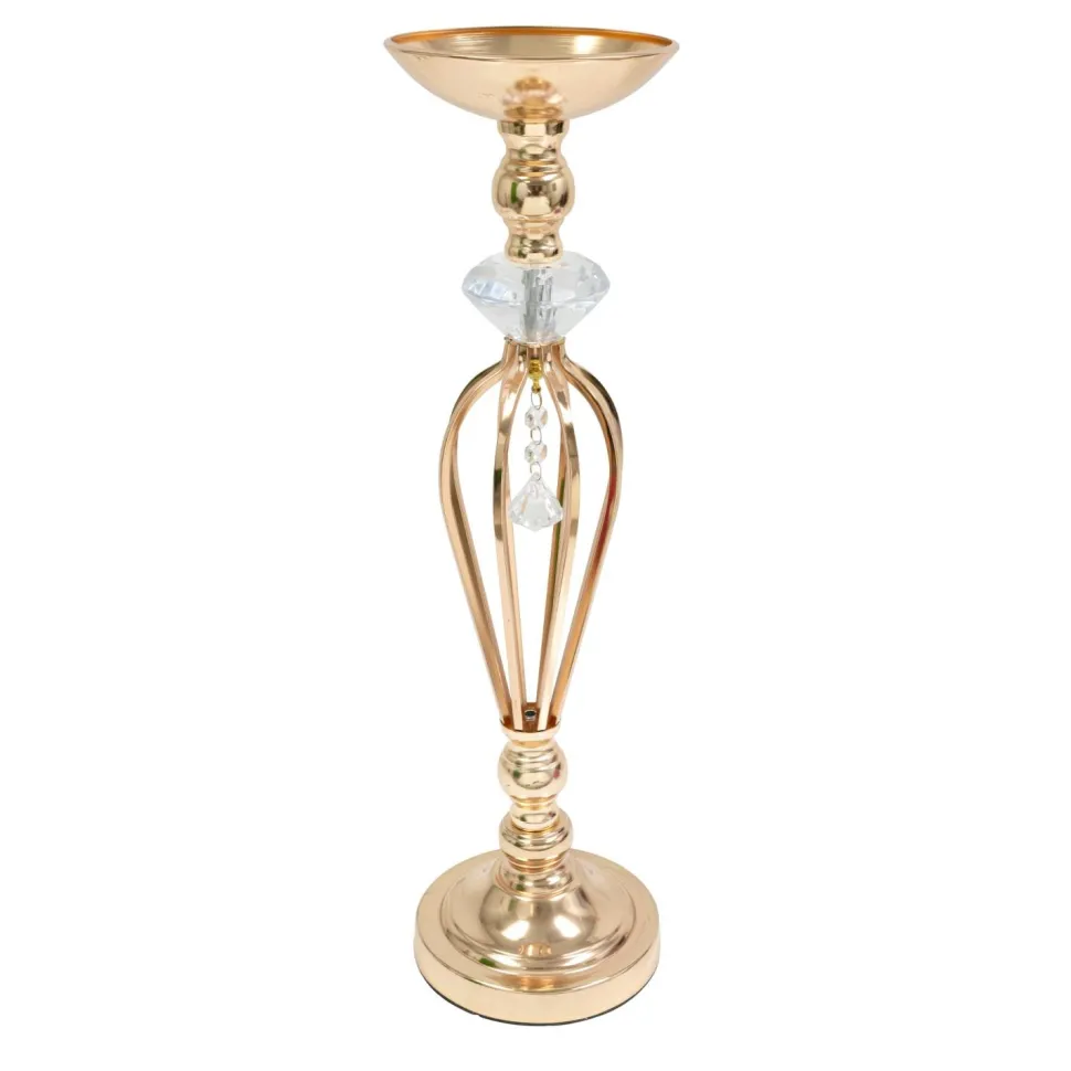 Decostar™ Metal Crystal Ball Flower Bowl Pedestal Stand 22" - Gold