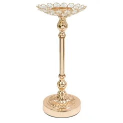Decostar™ Metal Crystal Flower Shaped Candle Holder 12½" - Gold