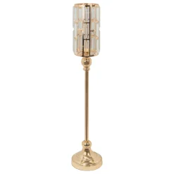 Decostar™ Metal Cylinder Candle Holder With Crystal 28" - Gold