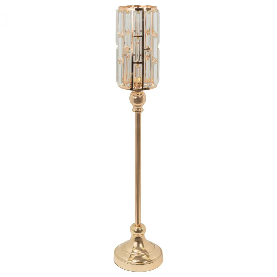 Decostar™ Metal Cylinder Candle Holder With Crystal 28" - Gold