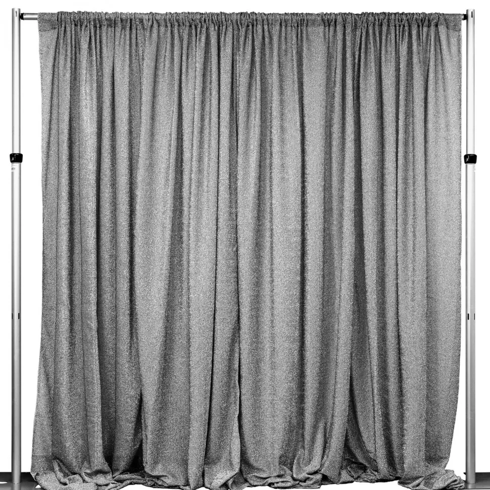 Decostar™ Metallic Spandex Curtain - 10ft Tall x 20ft Wide - Silver