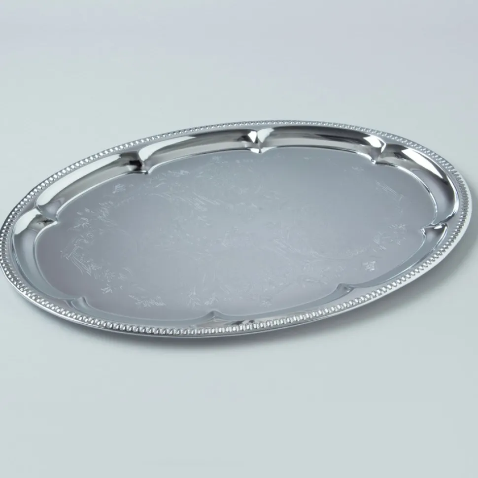 Decostar™ Metal Oval Serving Tray with Decorative Edge