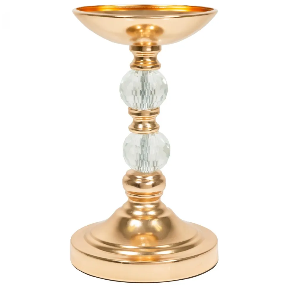 Decostar™ Metal Pillar Centerpiece with Crystal Globes 10½" - Gold