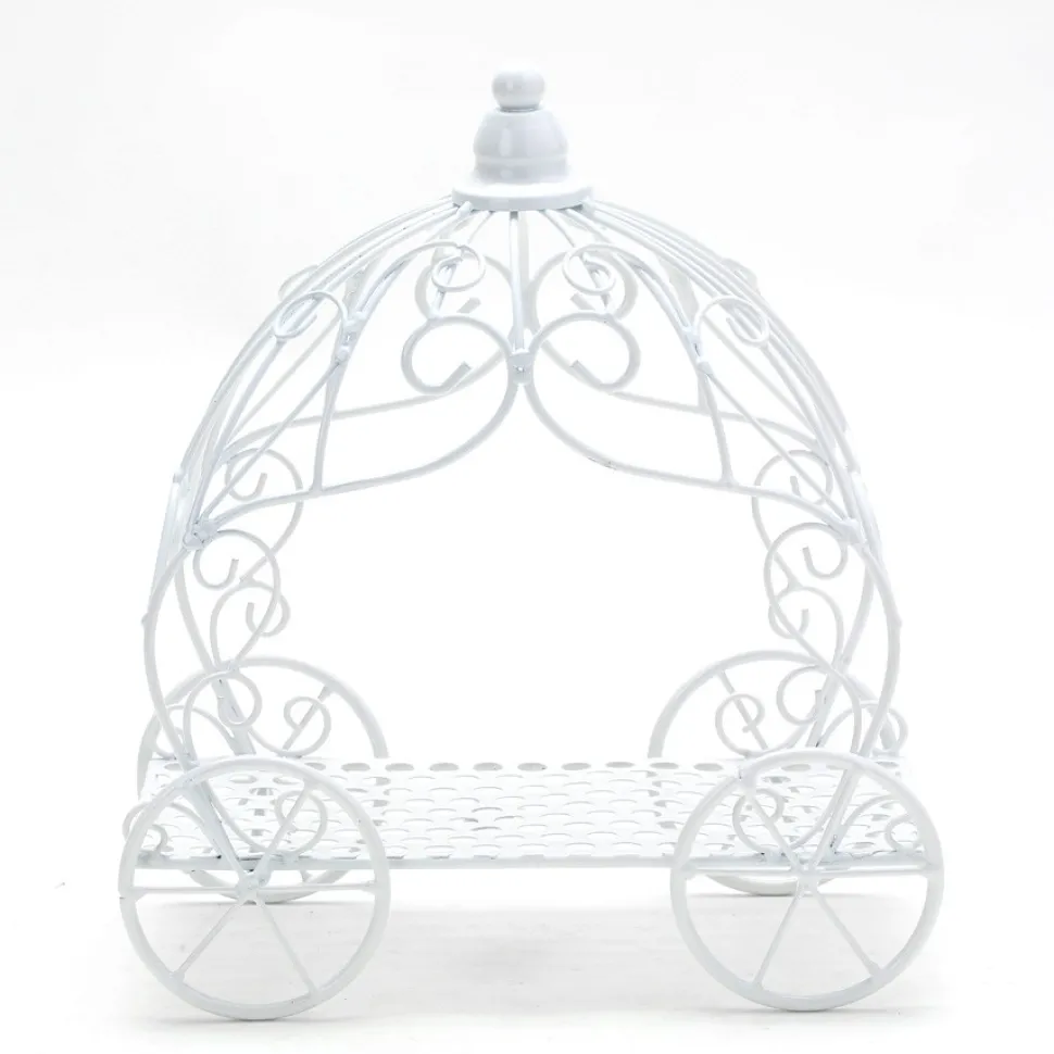 Decostar™ Metal Pumpkin Carriage - White