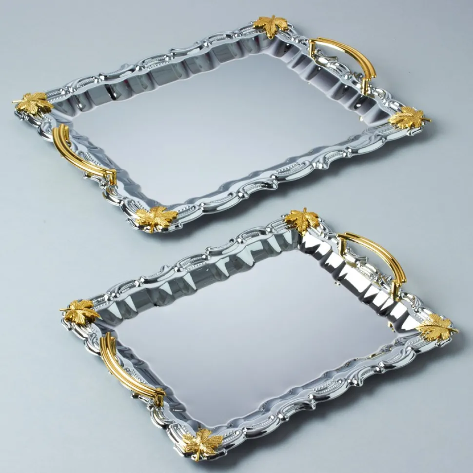Decostar™ Metal Rectangular Serving Tray with Handles Set of 2
