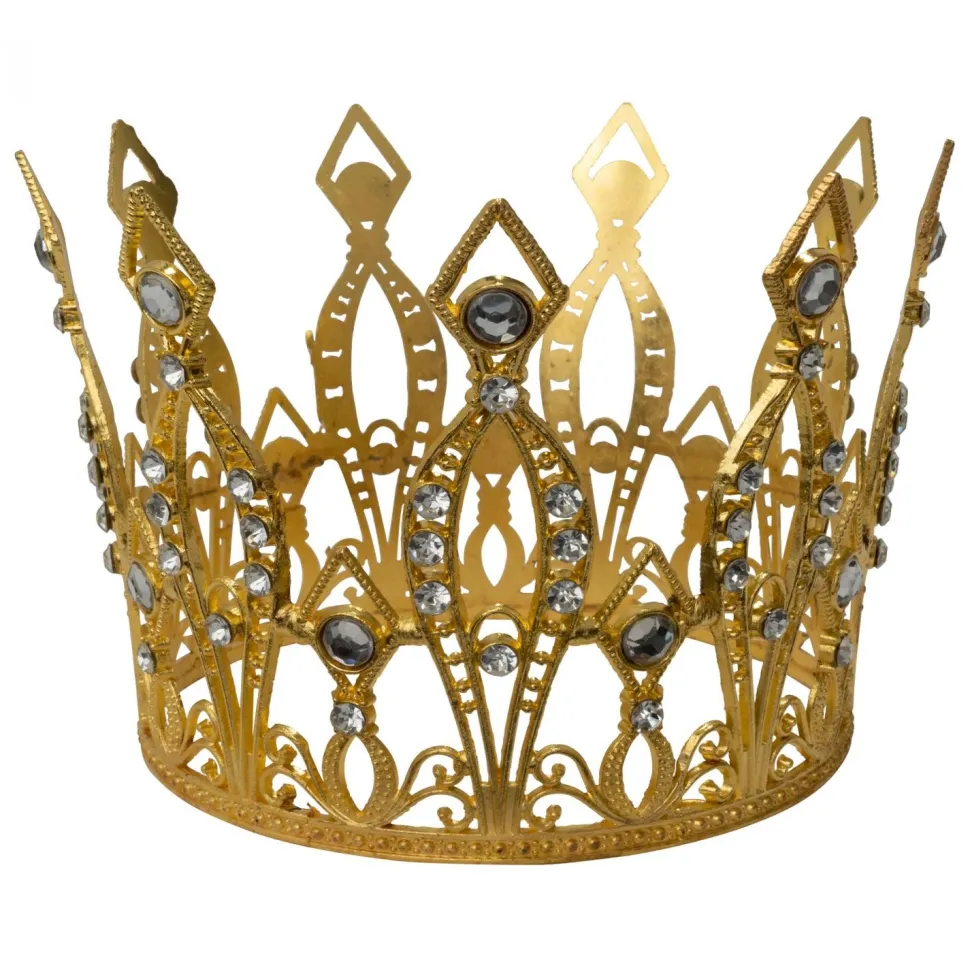Decostar™ Metal Royal Crown with Rhinestones - Gold