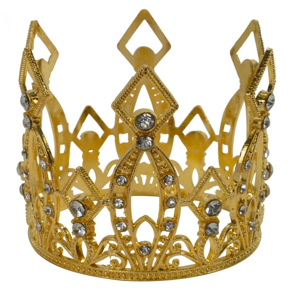 Decostar™ Metal Royal Crown with Rhinestones - Gold