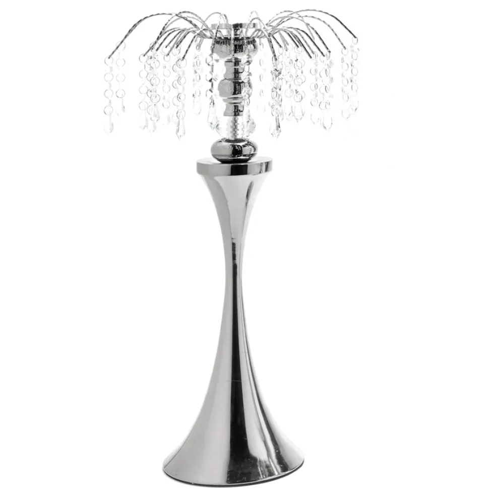 Decostar™ Metal Table Top Centerpiece with Crystal Strands 23¼"- Silver