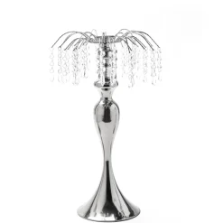 Decostar™ Metal Table Top Centerpiece with Crystal Strands 20½"- Silver