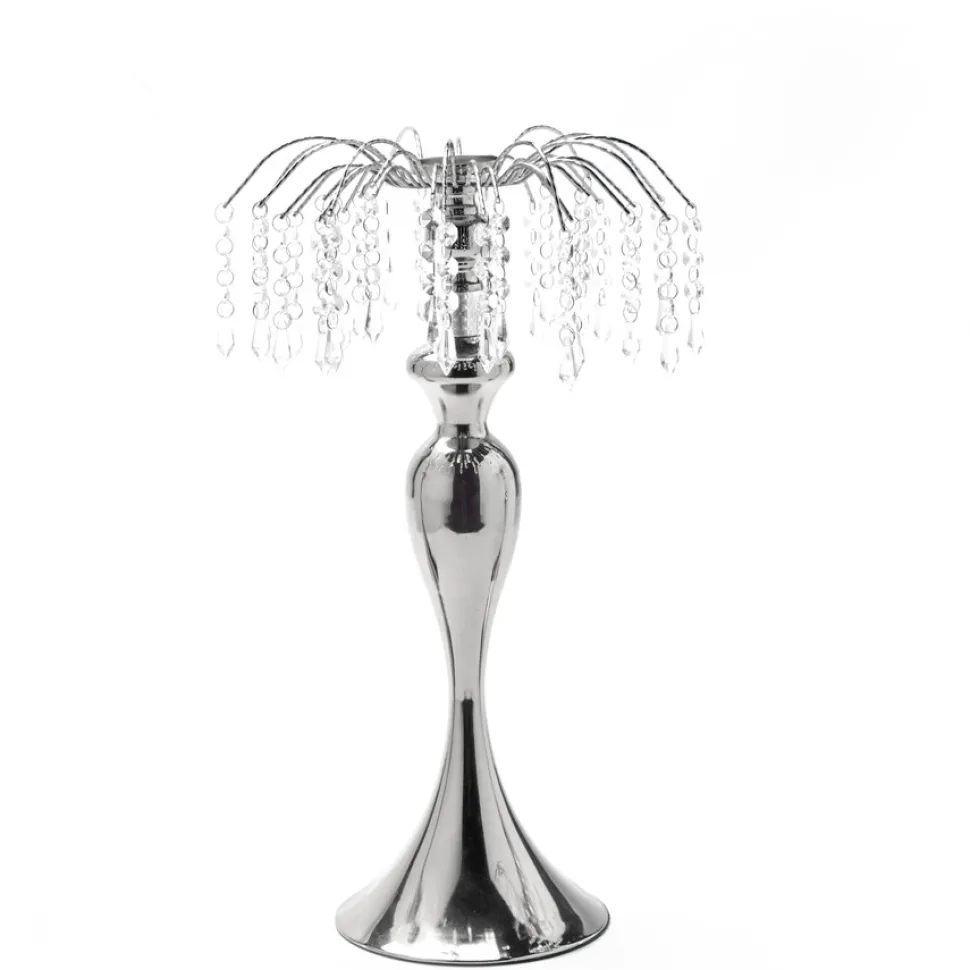 Decostar™ Metal Table Top Centerpiece with Crystal Strands 20½"- Silver