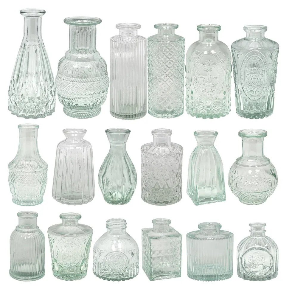 Decostar™ Mini Vintage Glass Vase Set 18pc/box - Clear