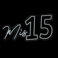 Decostar™ Mis 15 Neon Light Sign With Hanging Chain 23½"
