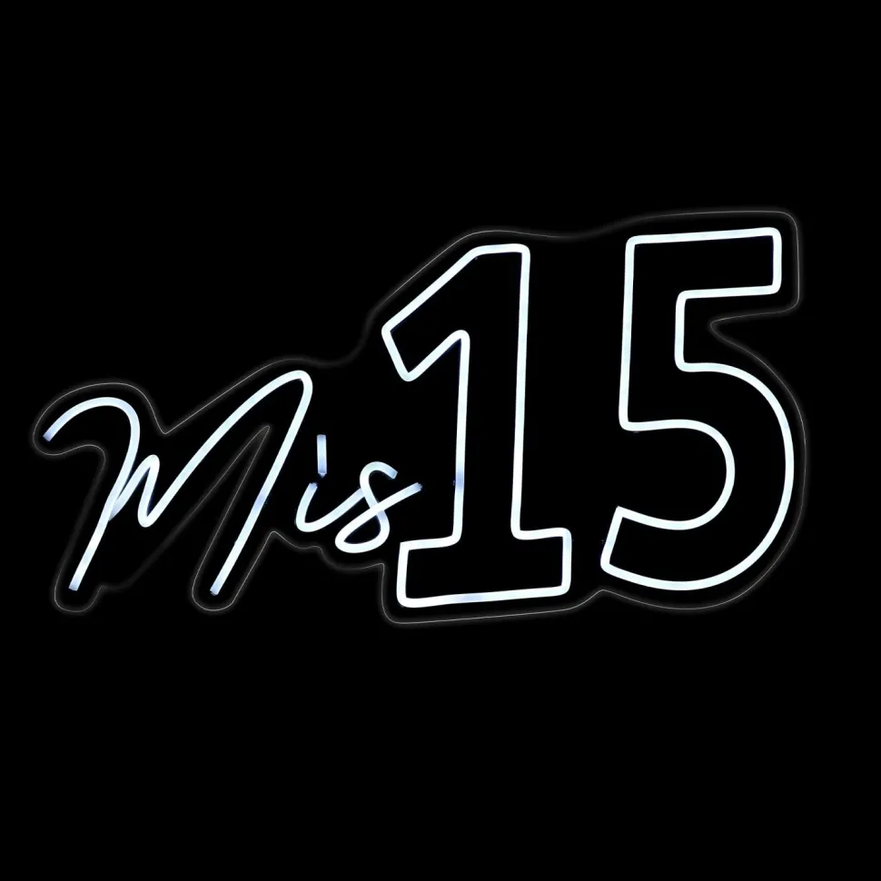 Decostar™ Mis 15 Neon Light Sign With Hanging Chain 23½"