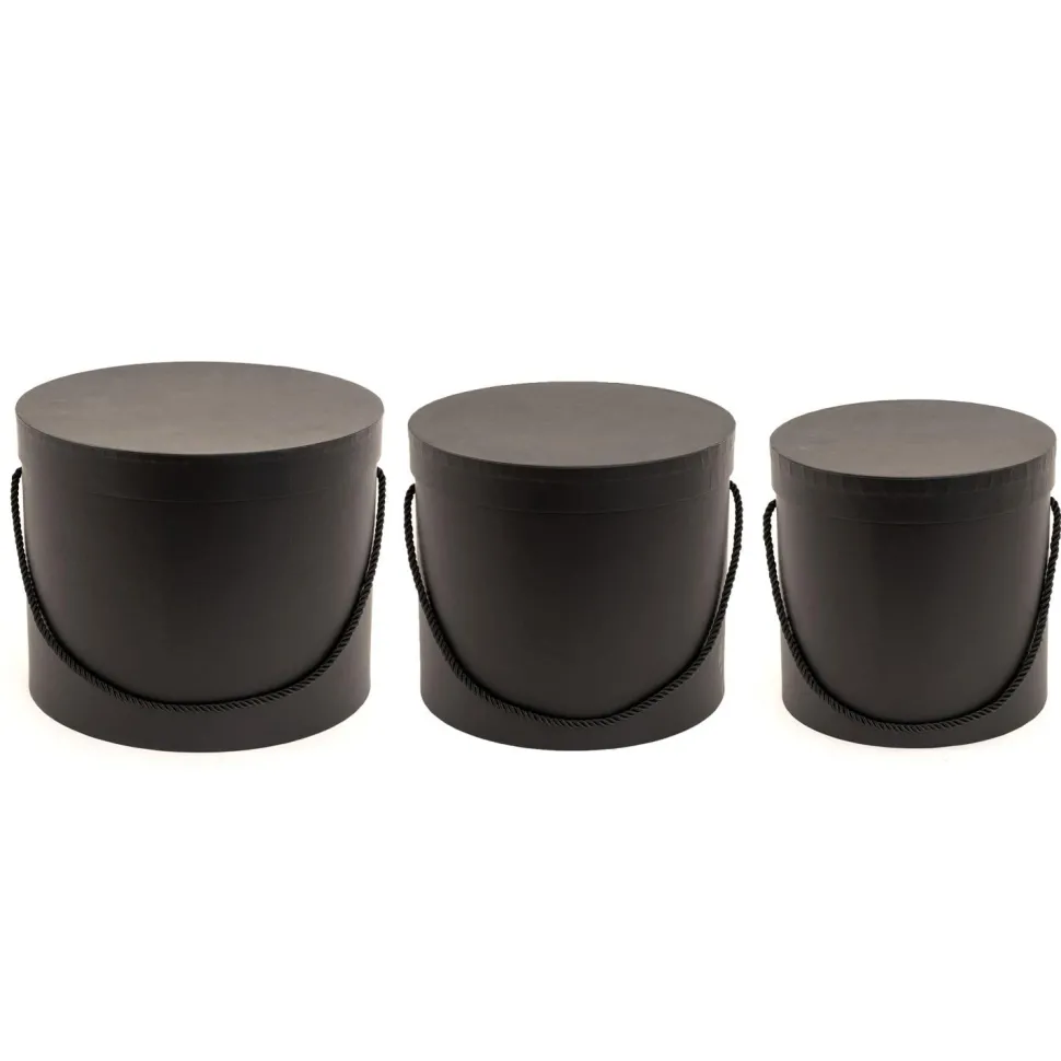Decostar™ Nested Floral Boxes 3pc/set - All Black