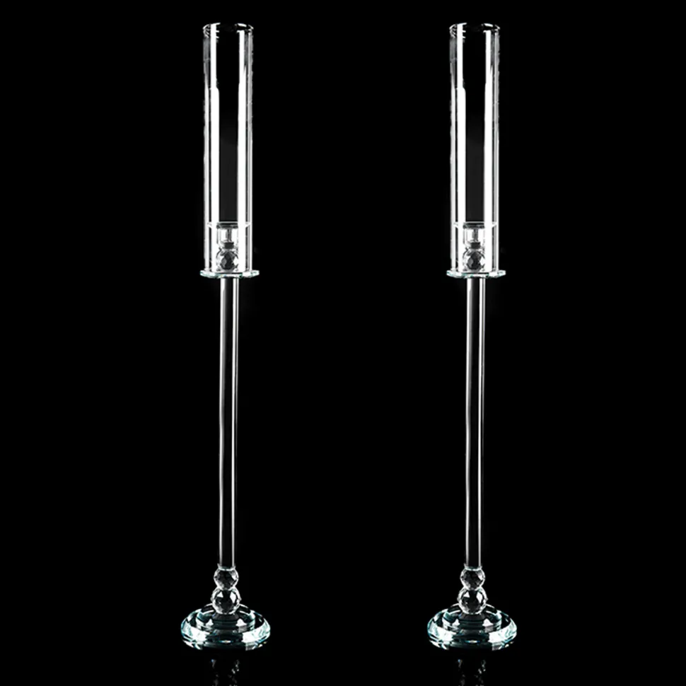 Decostar™ Pair of Crystal Single Arm Clear Candelabra 42½"