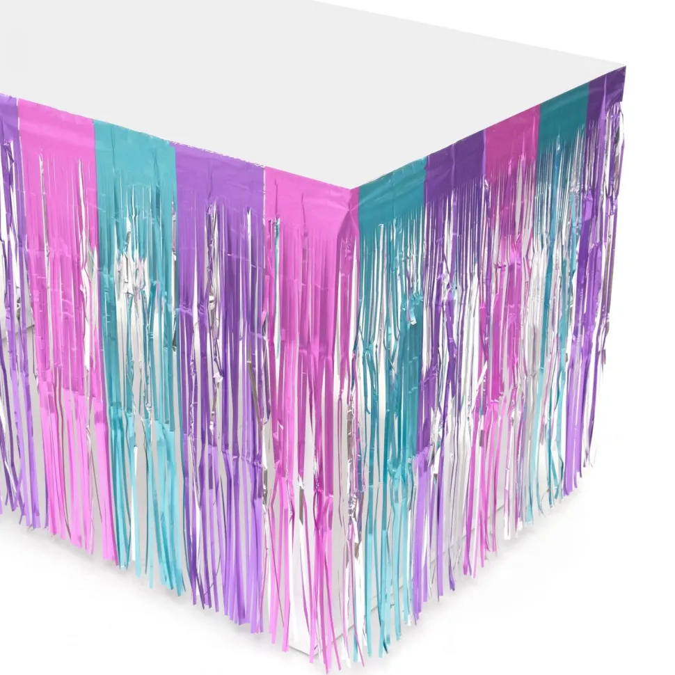 Decostar™ Pastel Rainbow Metallic Foil Table Skirt 14ft
