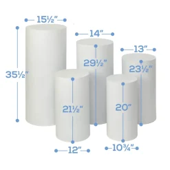 DecoStar™ 5 Piece Set Metal Cylinder Pedestals Display - White