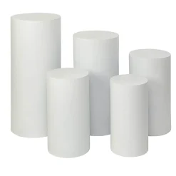DecoStar™ 5 Piece Set Metal Cylinder Pedestals Display - White