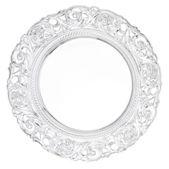 Decostar™ Plastic Charger Plate With Engraved Rim 14" - 24 Plates - Silver