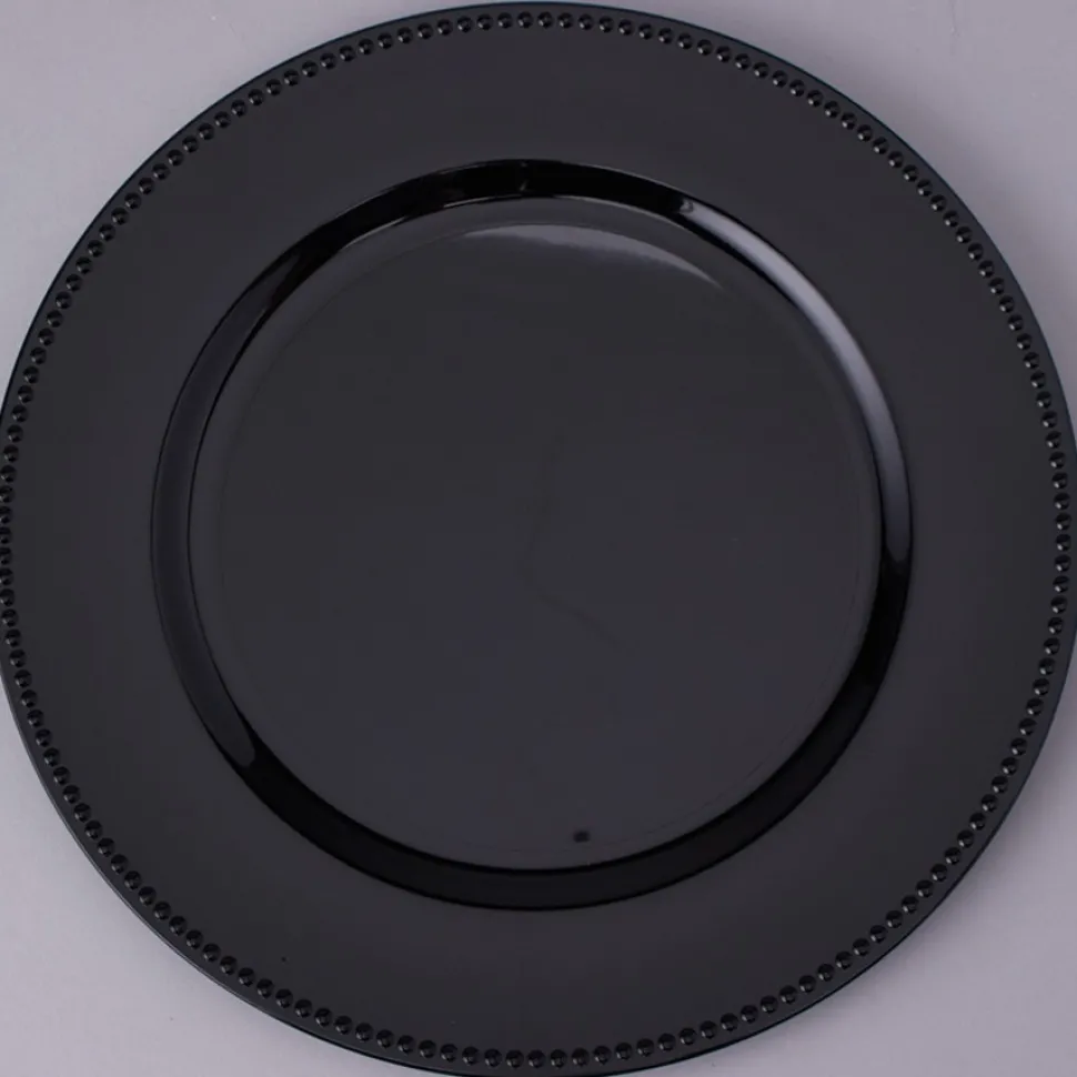 Decostar™ Plastic Charger Plate 13" - Shiny Foil Finish - Black - 24 Pieces