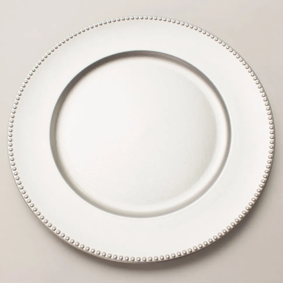 Decostar™ Plastic Charger Plate 13"- Matte Spray Finish - Silver - 24 Pieces