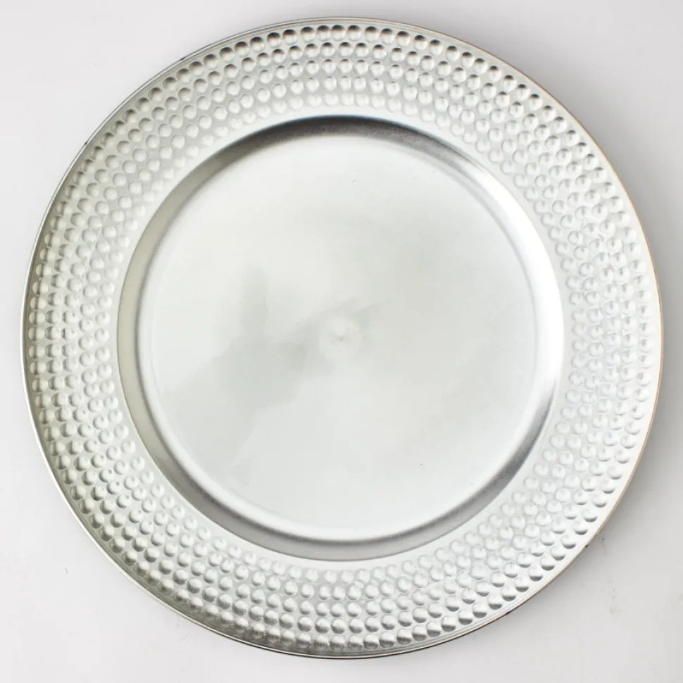 Decostar™ 13" Plastic Charger Plate - E - 24 Pack - Silver