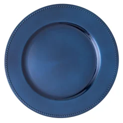 Decostar™ Plastic Charger Plate 13" - Shiny Foil Finish - Navy - 24 Pieces