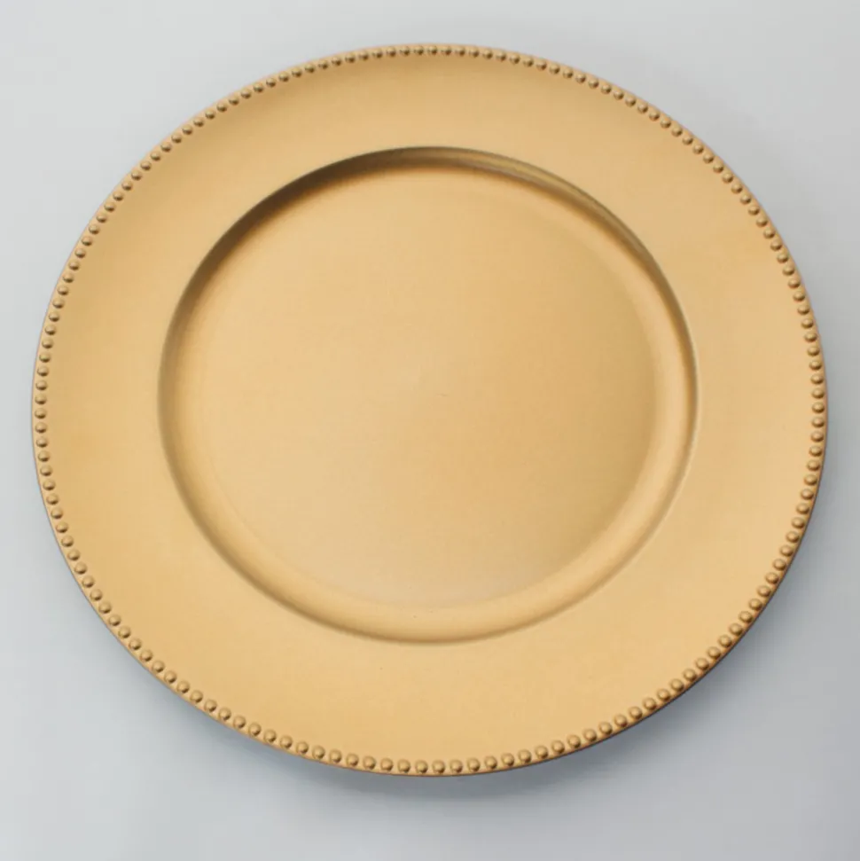 Decostar™ Plastic Charger Plate 13" - Matte Spray Finish - Gold - 24 Pieces