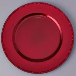 Decostar™ Plastic Charger Plate 13" - Shiny Foil Finish - Red - 24 Pieces