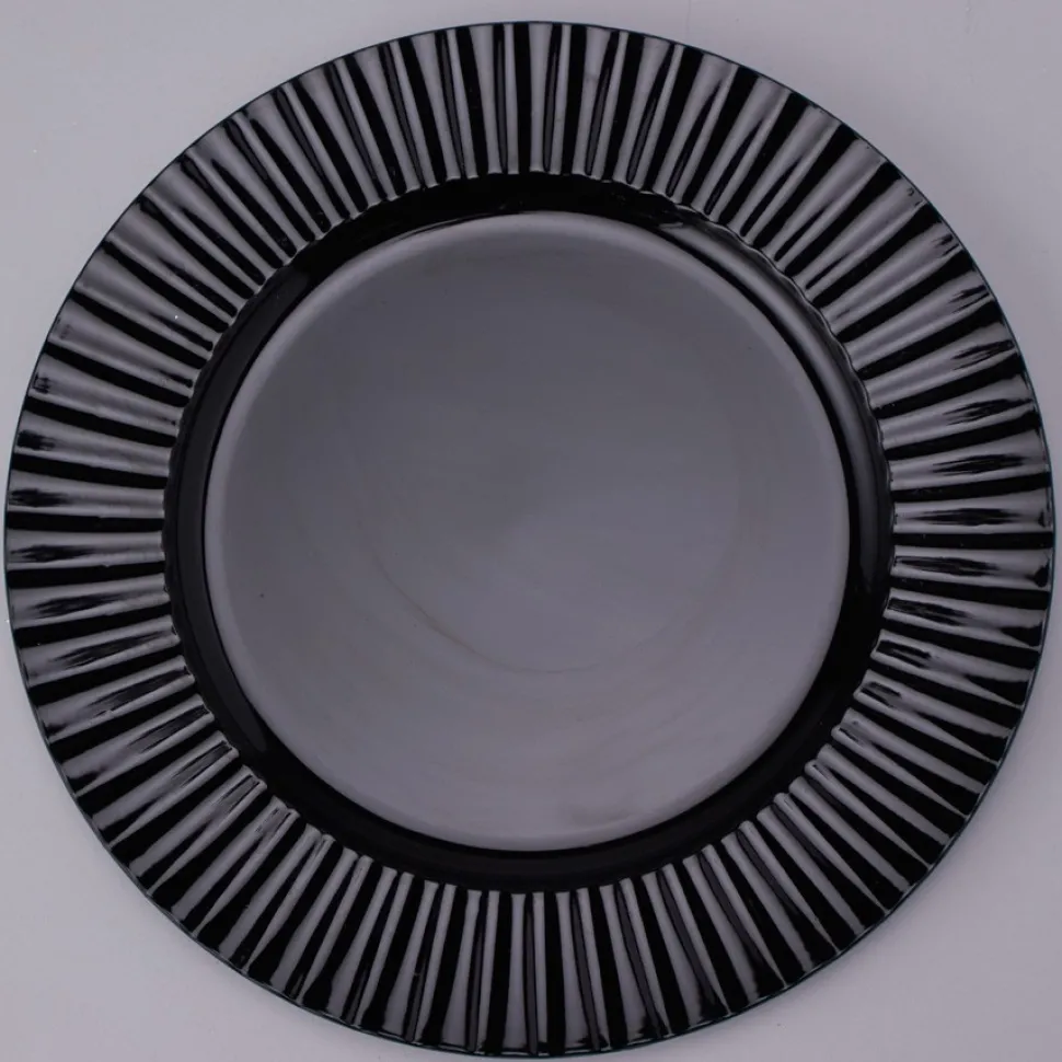 Decostar™ Plastic Charger Plate 13" - Shiny Foil Finish - Black - 24 Pieces