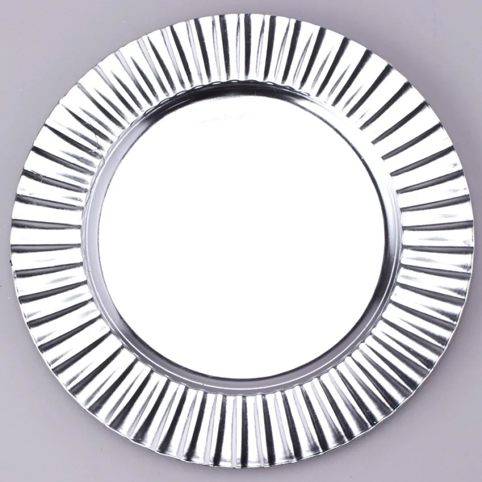 Decostar™ Plastic Charger Plate 13"- Shiny Foil Finish - Silver - 24 Pieces